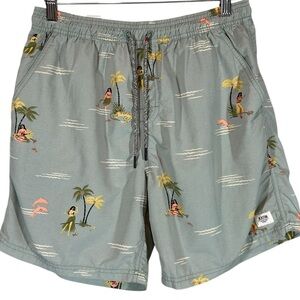 KATIN Men's Large Swim Trunks Elastic Graphic Hula Girl